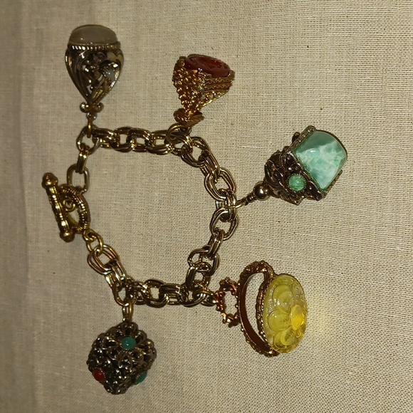 Jewelry - Vintage Old English semi precious Stone Fob bracelet.
